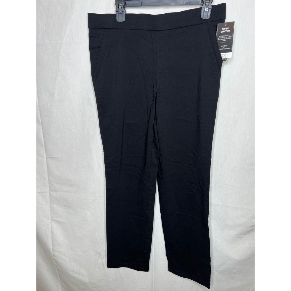 Counterparts Womens Black Super Stretch Straight Leg Pull On Dress Pants‎ Size L - Picture 2 of 4